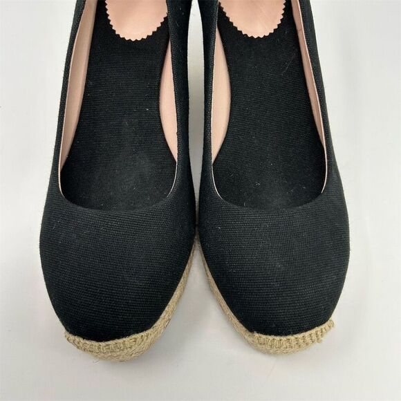 J.Crew Women's Espadrille Wedge Heels Size 12 Black Canvas Casual Comfort - Picture 5 of 12
